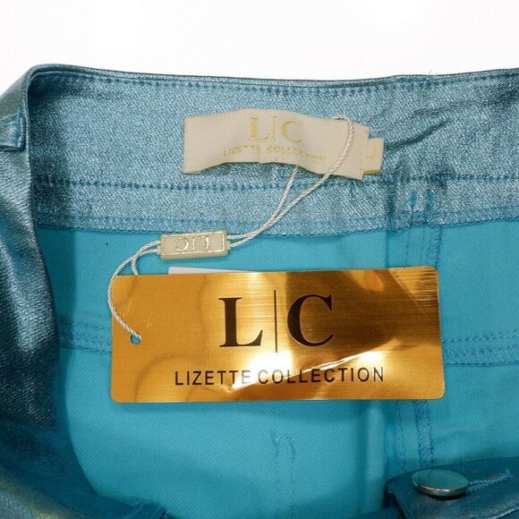 Lizette Collection LC Shorts Juniors L Super High Rise Metallic Blue Measure W28 - Picture 5 of 11
